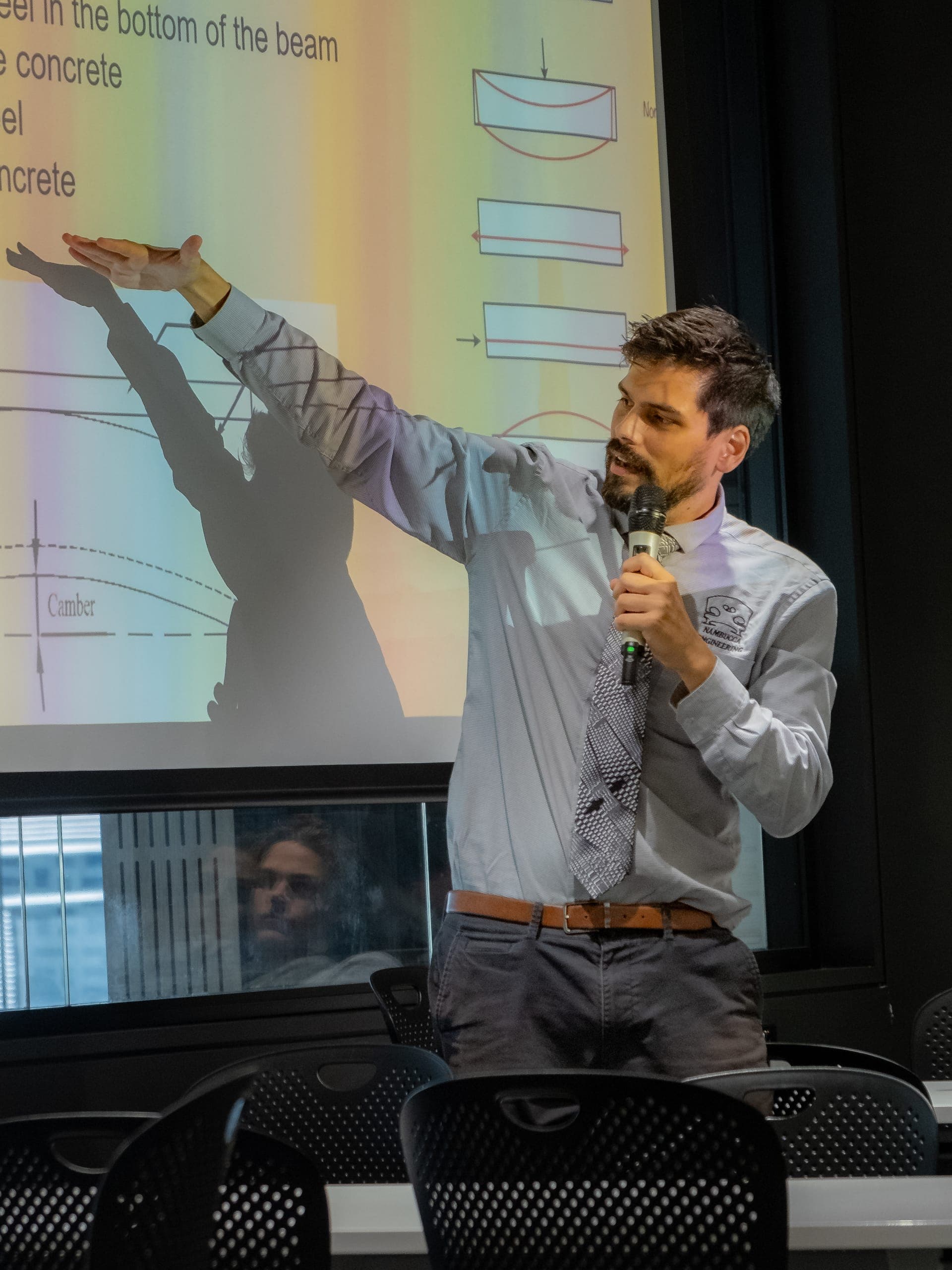 Tim Polo working through a concept at the whiteboard during a Claroe training session